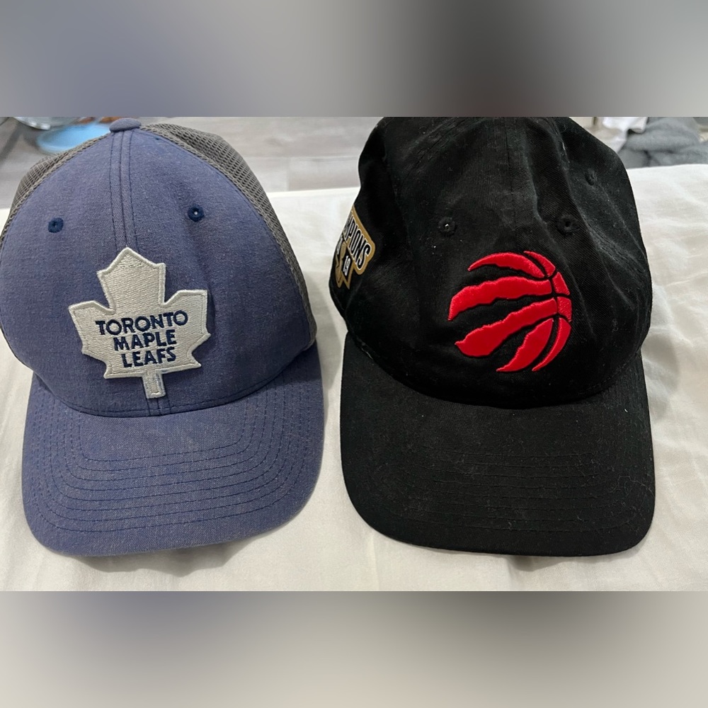 Bundle of two hats (Toronto maple leafs) and (Toronto Raptors championsh…